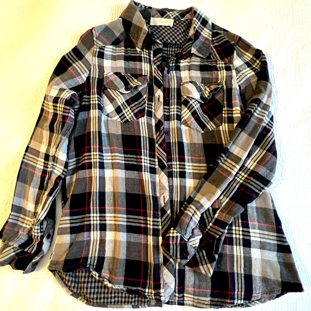 Black flannel button-up